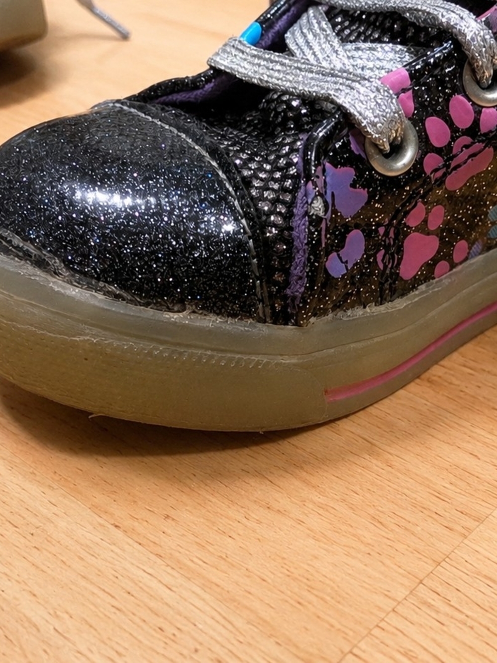 Toddler Light Up Glitter Cat High Top Sneakers Size 8 Side Zip Shoes - Picture 5 of 6